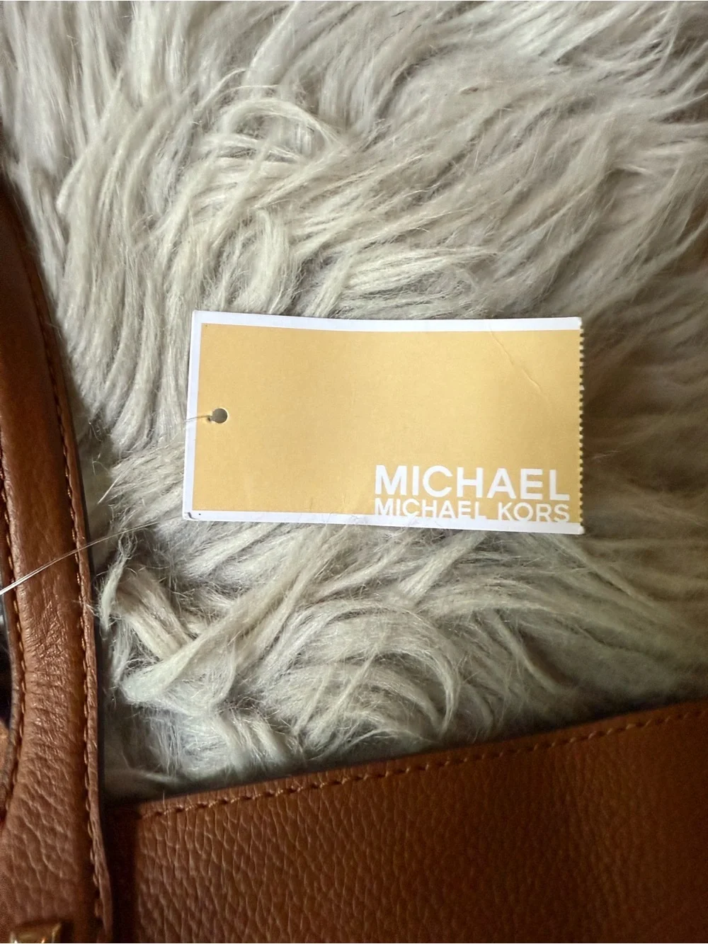 Michael Kors Cognac Pebbled Leather Tote with Gold Hardware